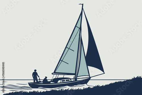 Sailboat Silhouette: Classic Design for Nautical and Travel Themes photo