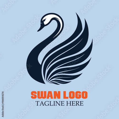 A flat logo of a swan