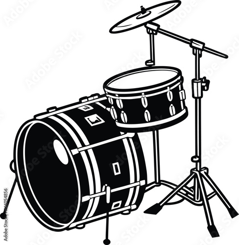 Drum-Kit silhouette vector, Drum set vector illustration, Drum-Kit line art vector design