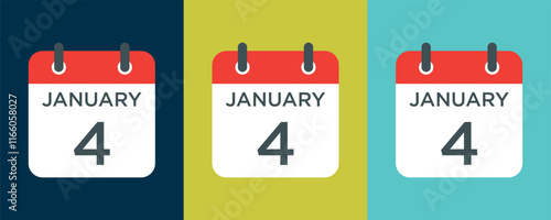 calendar - January 4 icon illustration isolated vector sign symbol