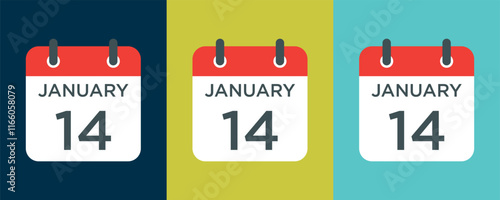 calendar - January 14 icon illustration isolated vector sign symbol