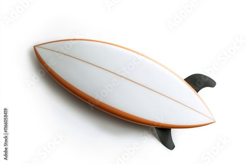 A surfboard mounted on the wall with an orange and white color scheme photo