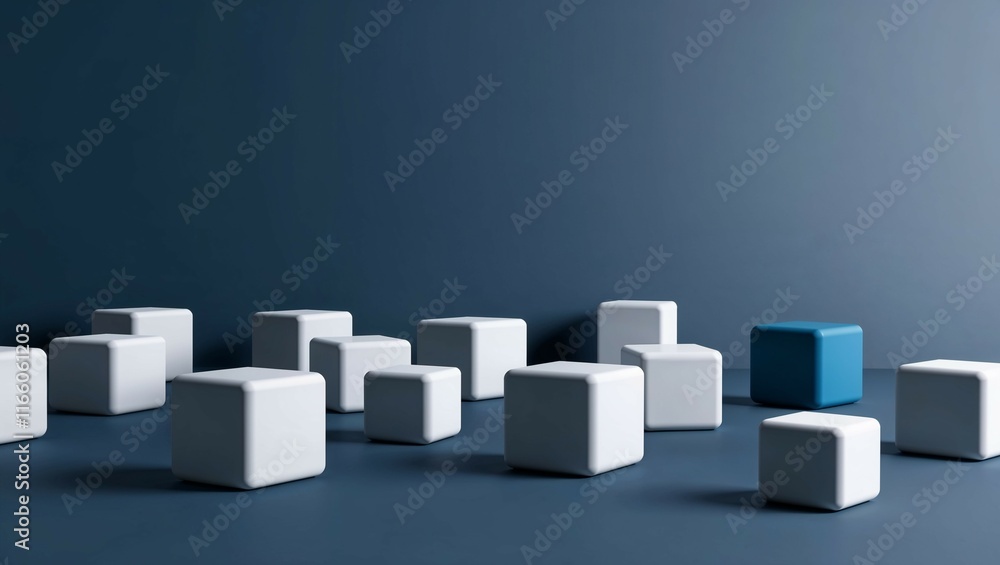 Abstract 3D render of stacked cubes forming a pyramid-like structure, symbolizing business growth and construction Abstract 3D render of stacked cubes forming a pyramid-like structure, symbolizing business growth and construction