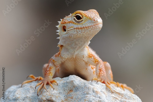 A close-up view of a reptile on a rocky surface