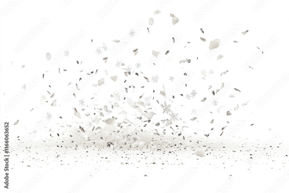 A bunch of snowflakes flying through the air, creating a beautiful and delicate pattern A bunch of snowflakes flying through the air, creating a beautiful and delicate pattern