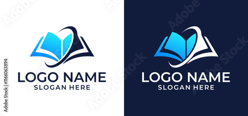 Book logo design vector illustration for bookstore, book company, publisher, encyclopedia, library, education logo concept.