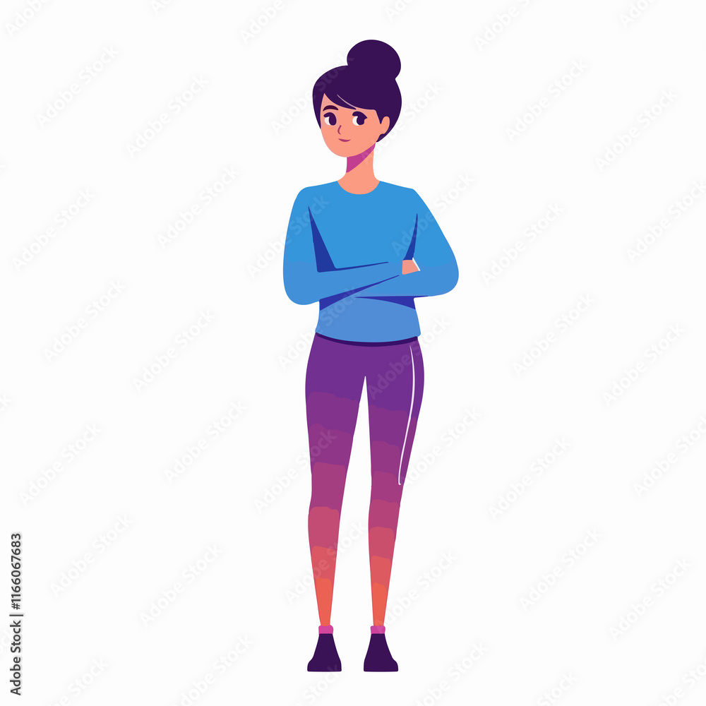 Professional woman avatar standing character in blue attire Professional woman avatar standing character in blue attire