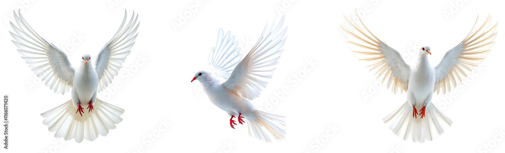 Obraz premium Collection of various White dove isolated on transparent background.