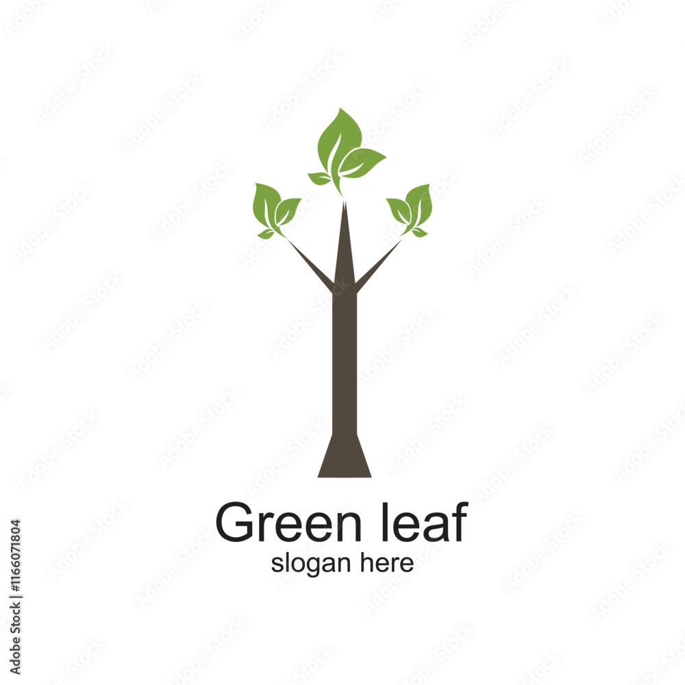 Obraz premium Green leaf logo design simple concept Premium Vector