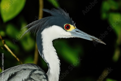 A close-up shot of a bird's face featuring a distinctive long beak, suitable for wildlife or nature-related content photo