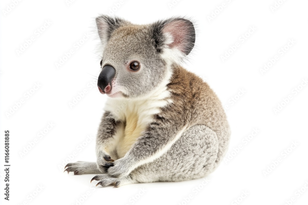 Fototapeta premium A koala bear standing on its hind legs, a unique and adorable pose
