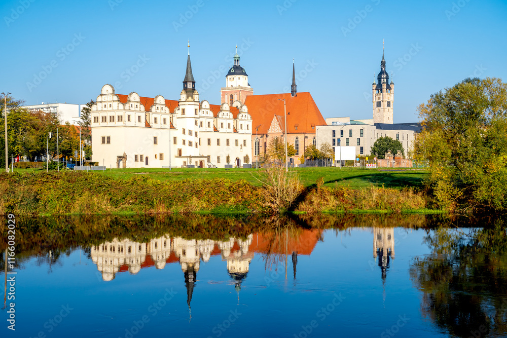 Blick über Dessau, Sachsen Anhalt, Deutschland Blick über Dessau, Sachsen Anhalt, Deutschland