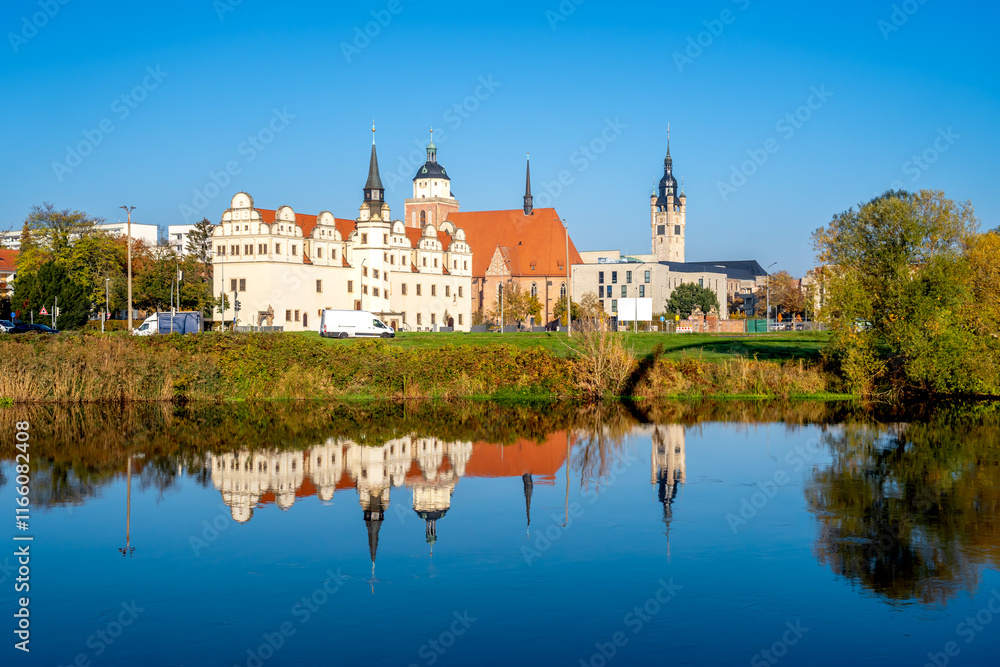 Blick über Dessau, Sachsen Anhalt, Deutschland Blick über Dessau, Sachsen Anhalt, Deutschland