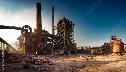 廃墟になった巨大な工場の風景。（A huge abandoned factory.）
 photo