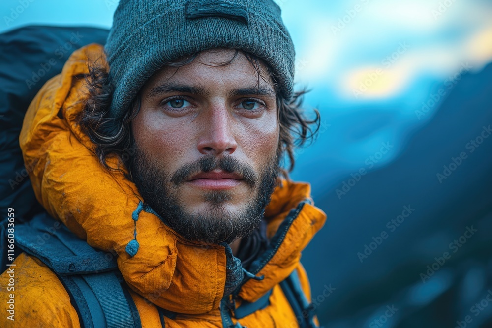 A person wearing a backpack, likely ready for an adventure A person wearing a backpack, likely ready for an adventure