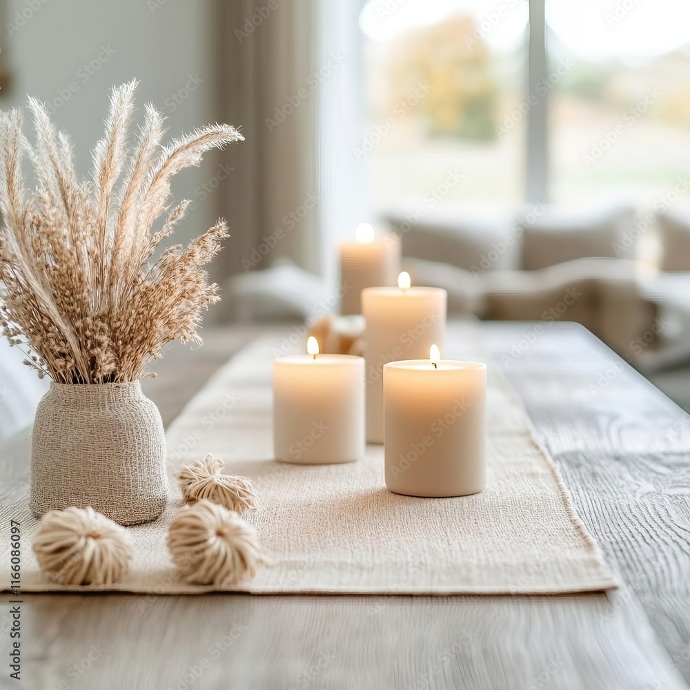 Neutral Thanksgiving table with soft beige accents and natural fibers, style rustic beauty Neutral Thanksgiving table with soft beige accents and natural fibers, style rustic beauty