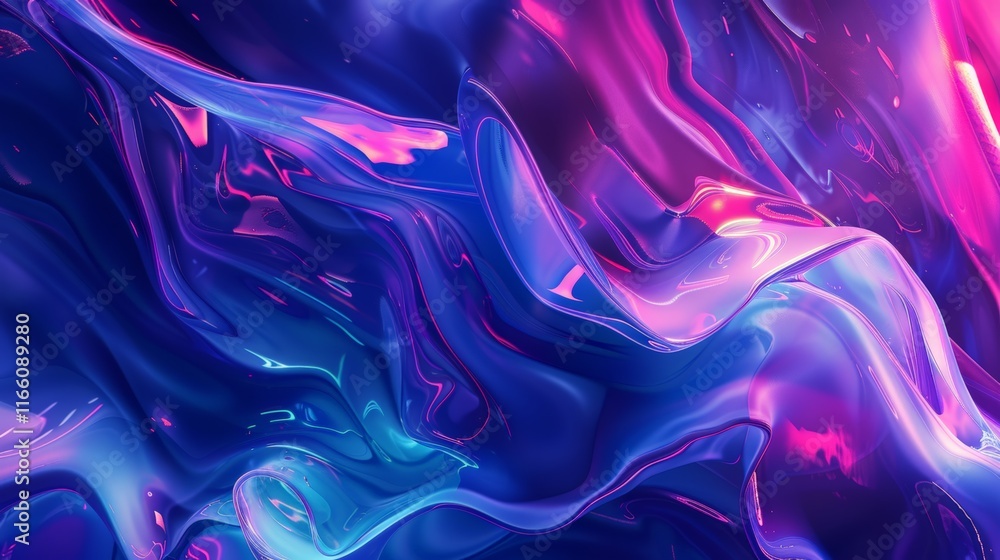 Obraz premium Pink and blue paints are swirling together, creating a mesmerizing abstract fluid art wallpaper background