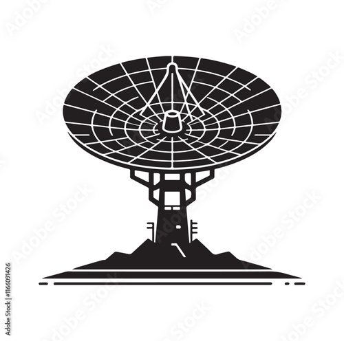 radar dish silhouette vector illustration