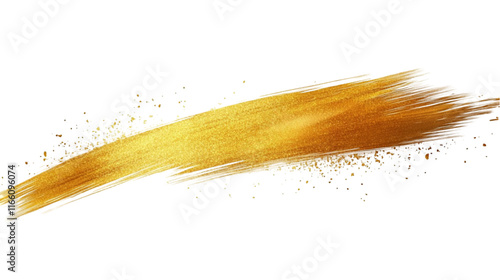 Metallic gold paint stroke detail on a white background