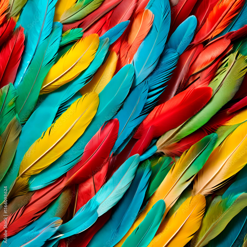 Fototapeta premium Texture with colorful macaw feathers