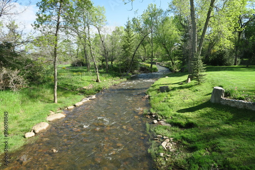 Vászonkép Boulder creek stream in spring, Colorado