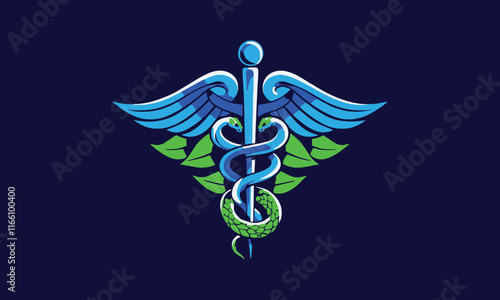 Collection of caduceus illustrations composted with poisonous snakes, easily editable.