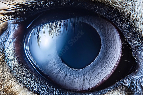 Close-up of a lion's eye in macro detail photo