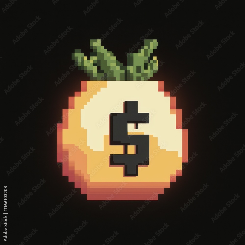 Pixel Art Money Bag 8 bit Gold Dollar Sign Finance Icon Pixel Art Money Bag 8 bit Gold Dollar Sign Finance Icon