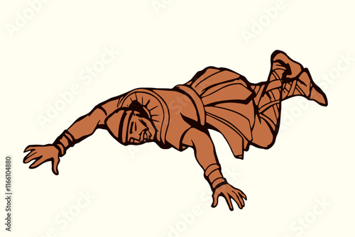 Vector drawing. The falling soldier