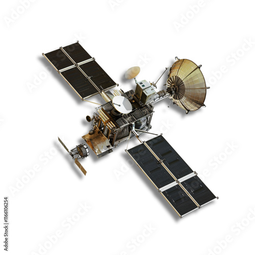 Advanced communication satellite with solar panels and detailed components