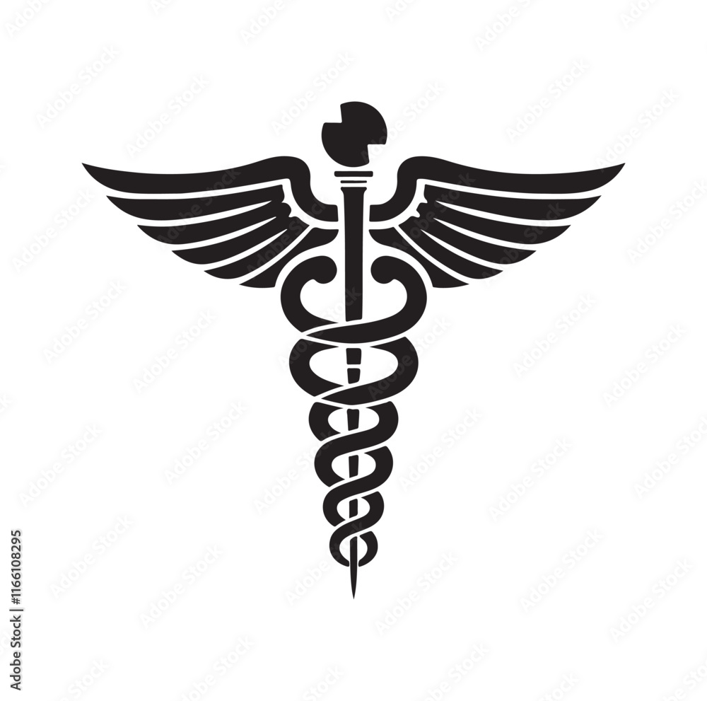 CADUCEUS SYMBOL silhouette vector illustration CADUCEUS SYMBOL silhouette vector illustration