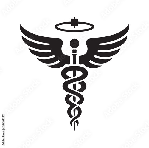 CADUCEUS SYMBOL silhouette vector illustration 