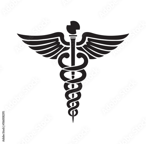 CADUCEUS SYMBOL silhouette vector illustration 