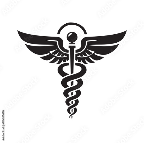 CADUCEUS SYMBOL silhouette vector illustration 