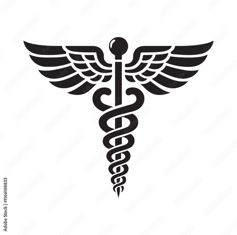 CADUCEUS SYMBOL silhouette vector illustration CADUCEUS SYMBOL silhouette vector illustration