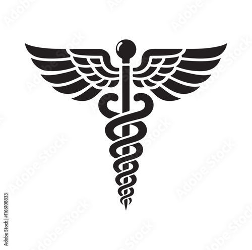 CADUCEUS SYMBOL silhouette vector illustration 