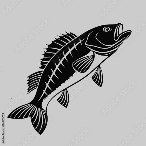 drum fish silhouette vector design art and illustration