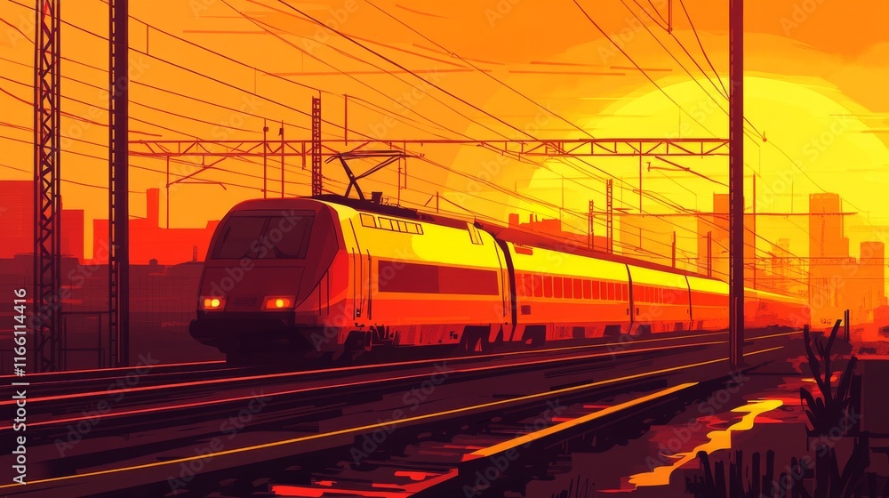 Fototapeta premium Urban Sunset Views with Warm Golden Tones