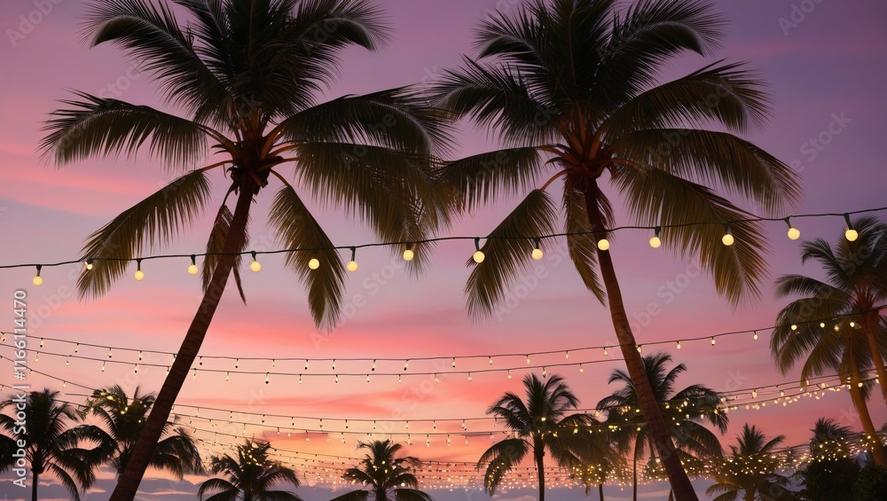 palm trees on the beach , AI Generated.