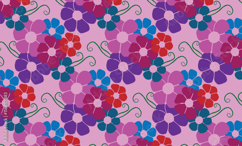 Flower seamless pattern with twisted lines, vector linear tiling background, stripy weaving, optical maze, twisted stripes.