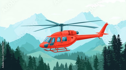 Helicopter in Harsh Outdoor Environment Illustration