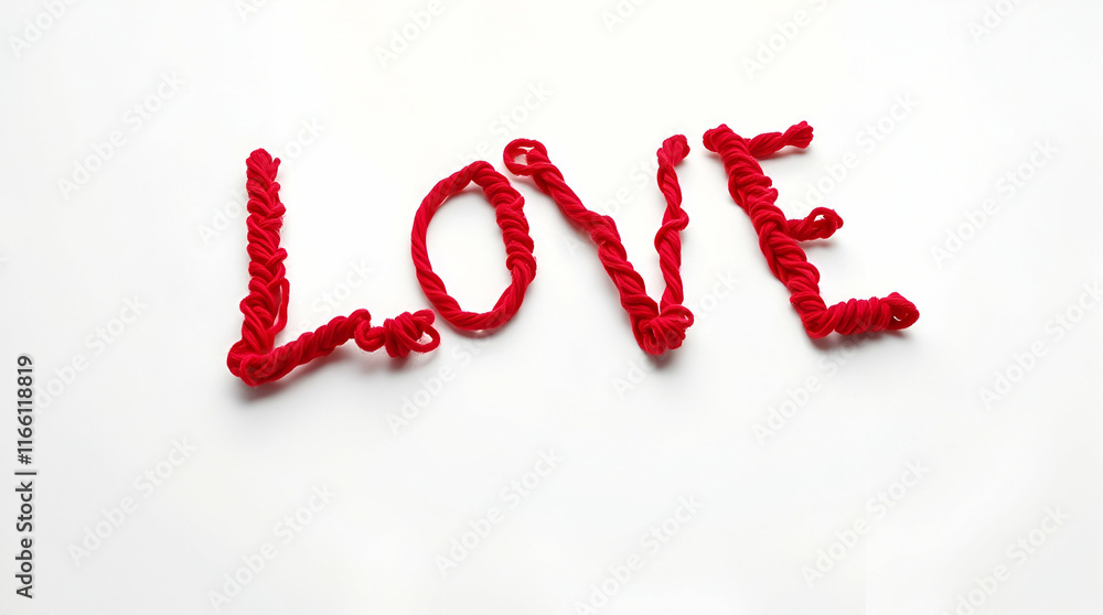 A sleek red thread on white background in such a way that it reads A sleek red thread on white background in such a way that it reads