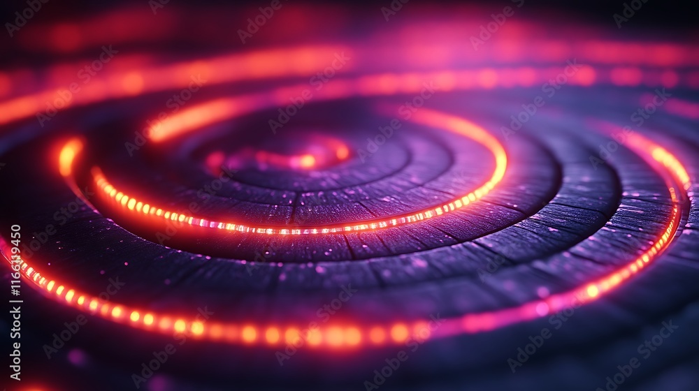 Abstract glowing spiral on dark surface. Abstract glowing spiral on dark surface.