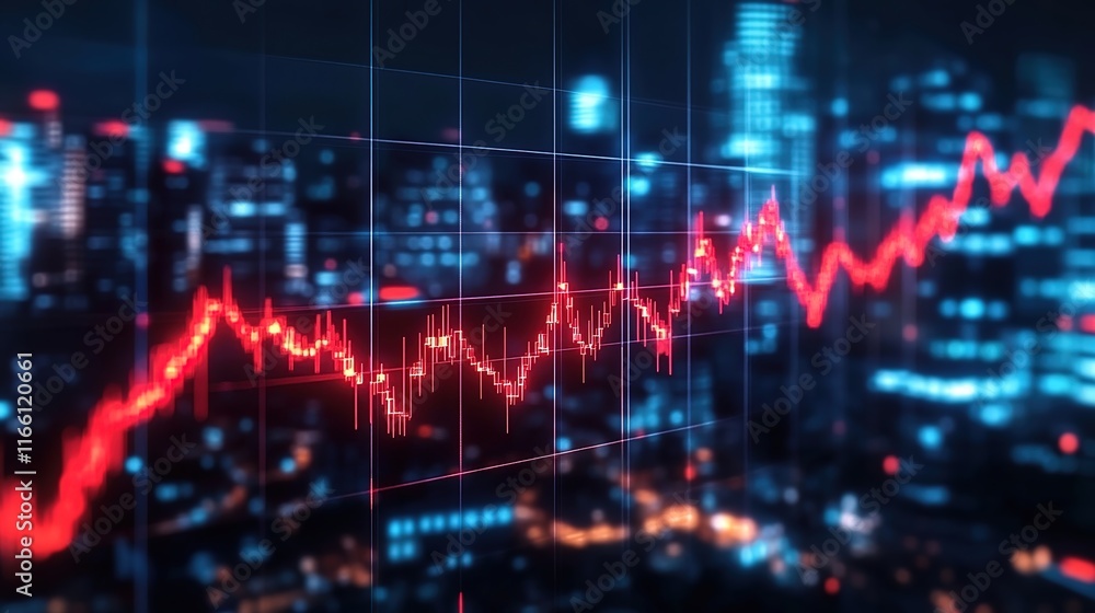 A stock market graph with red and blue lines, indicating a fall in economic activity. A stock market graph with red and blue lines, indicating a fall in economic activity.