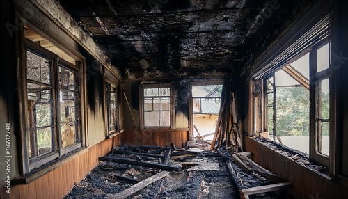 火事になった家の室内（Inside a house that caught fire）
 photo