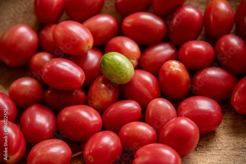 Cherry tomato fruits (Solanum lycopersicum var. cerasiforme) photo