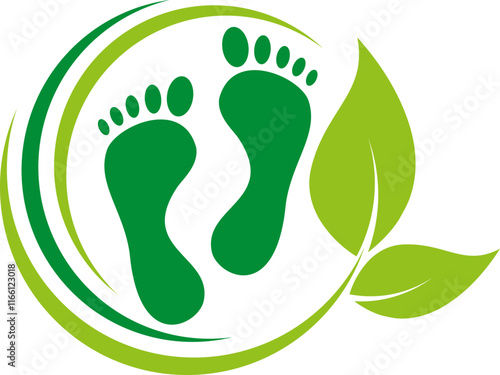 Zwei Füße und Blätter, Fußpflege, Podologie, Massage, Logo, Icon