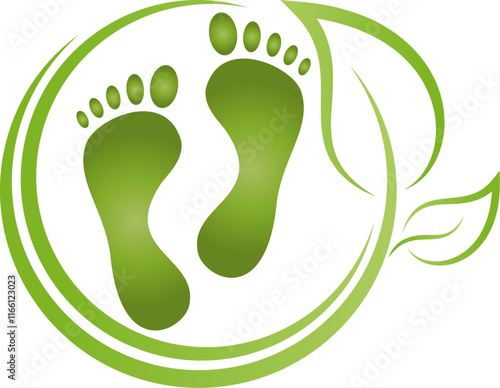 Füße und Blätter, Fußpflege, Podologie, Massage, Logo, Icon
