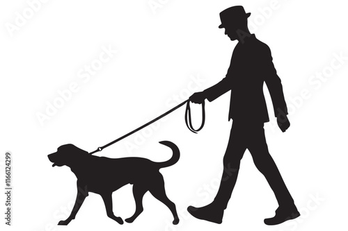 Man walking dog silhouette