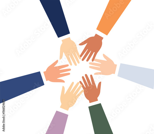 Stack of Hands Teamwork Vector - Unity and Collaboration Concept